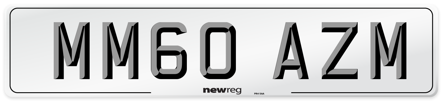 MM60 AZM Number Plate from New Reg